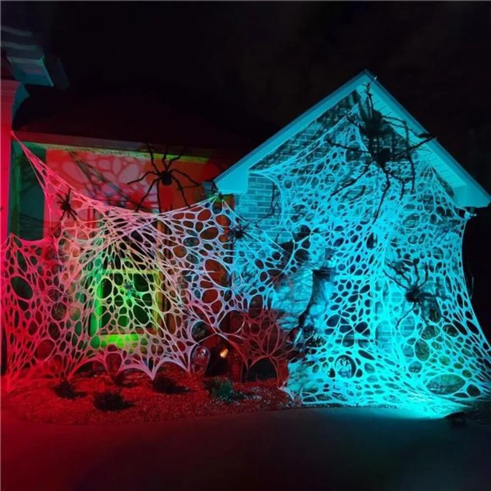 Giant Beef Netting Spider Web Halloween Decorations, Pre-Cut Spiderwebs Super